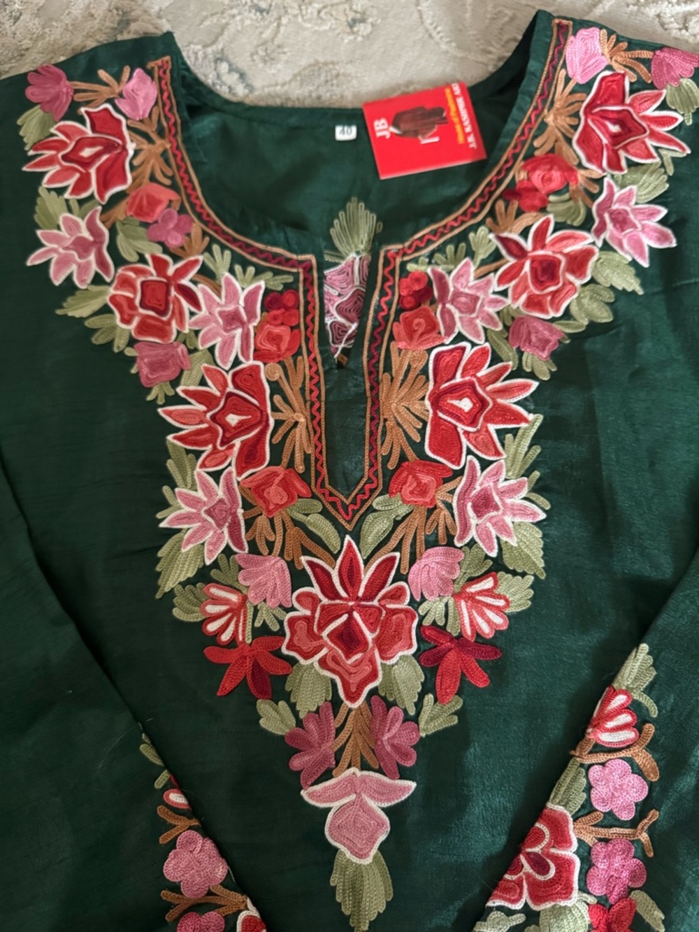 Embroidered Green Kashmiri Kurti